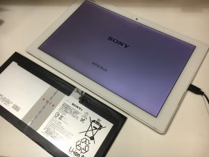 バッテリー交換修理後のXperia Z4 Tablet(SO-05G)