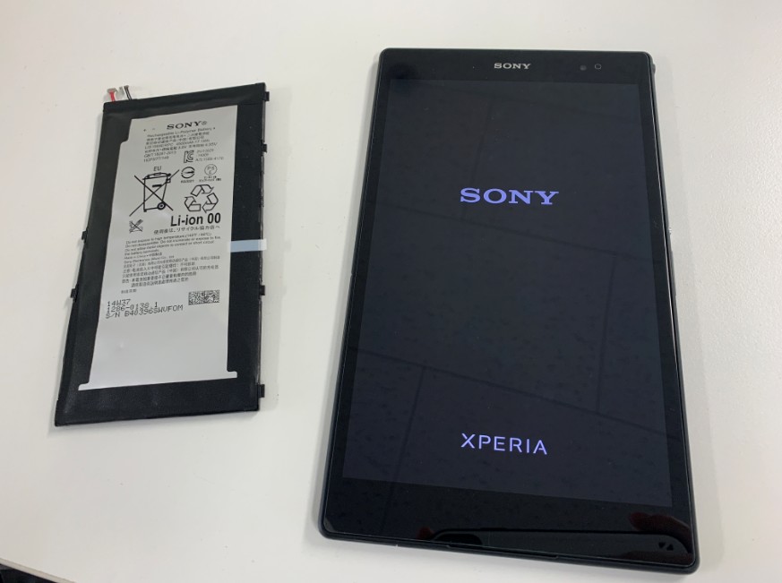 内蔵バッテリー交換修理後のXperia Z3 Tablet