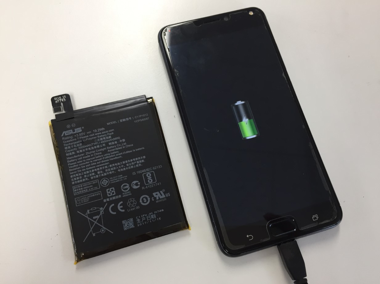 バッテリー新品交換修理後のZenfone4 Max Pro