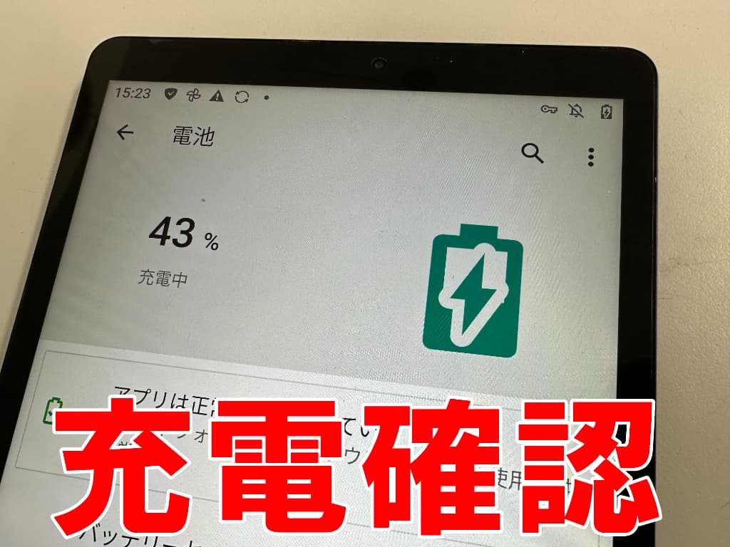 新品の電池パックで充電確認を行っているiPlay 30 Pro