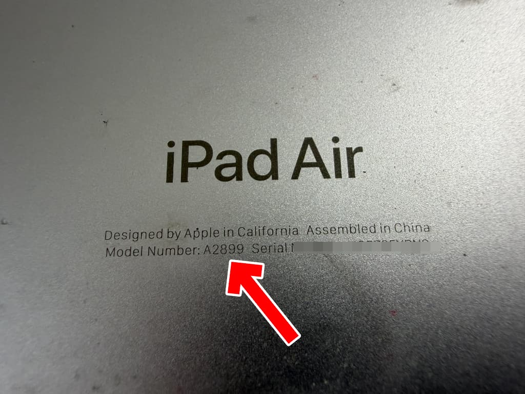 iPadAir 13inch M2のモデル番号はA2899